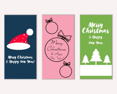 mutlu Noeller ve mutlu yeni yıl tebrik kartları vektör çizim