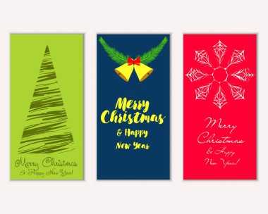 Mutlu Noeller ve mutlu yeni yıl tebrik kartları. Vektör çizim     