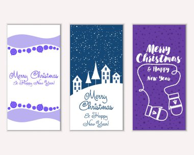 vektör çizim kış tatil tebrik kartları