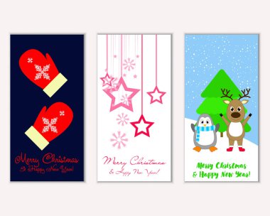 vektör çizim kış tatil tebrik kartları