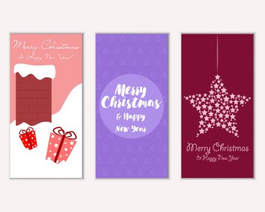 Renkli Noel kartları ile yeni yıl süslemeleri, illüstrasyon vektör