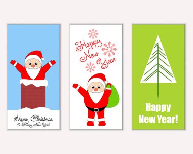 vektör çizim kış tatil tebrik kartları