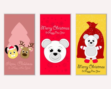 Renkli Noel kartları ile yeni yıl süslemeleri, illüstrasyon vektör