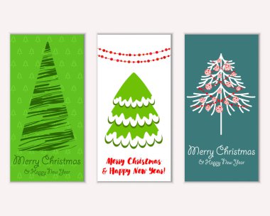 Mutlu Noeller ve mutlu yeni yıl tebrik kartları. Vektör çizim 