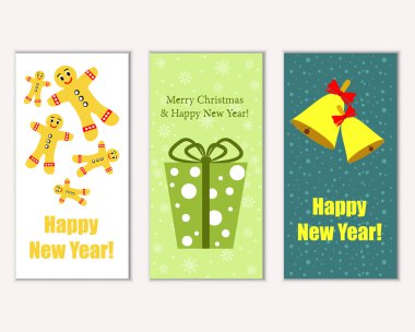 vektör çizim kış tatil tebrik kartları