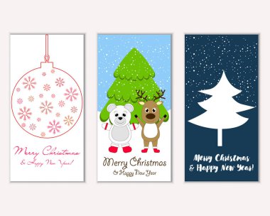 vektör çizim kış tatil tebrik kartları