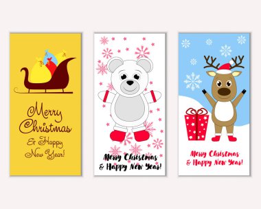 vektör çizim kış tatil tebrik kartları