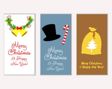 mutlu Noeller ve mutlu yeni yıl tebrik kartları vektör çizim
