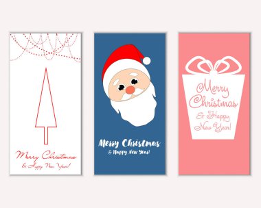 mutlu Noeller ve mutlu yeni yıl tebrik kartları vektör çizim     