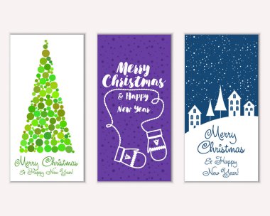 vektör çizim kış tatil tebrik kartları