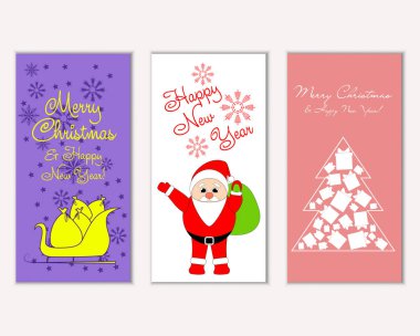 vektör çizim kış tatil tebrik kartları