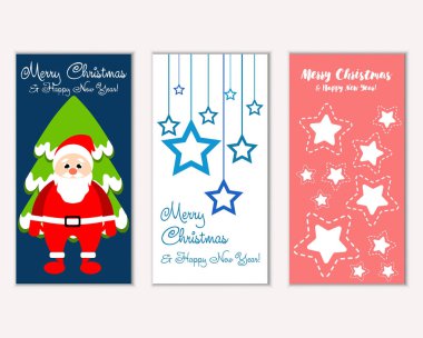 mutlu Noeller ve mutlu yeni yıl tebrik kartları vektör çizim