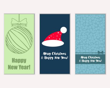 Renkli Noel kartları ile yeni yıl süslemeleri, illüstrasyon vektör