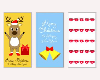 mutlu Noeller ve mutlu yeni yıl tebrik kartları vektör çizim