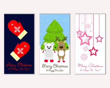 vektör çizim kış tatil tebrik kartları