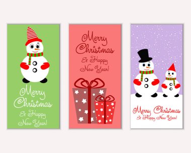 Mutlu Noeller ve mutlu yeni yıl tebrik kartları. Vektör çizim     