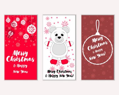 vektör çizim kış tatil tebrik kartları