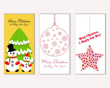 vektör çizim kış tatil tebrik kartları