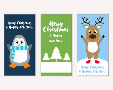 Renkli Noel kartları ile yeni yıl süslemeleri, illüstrasyon vektör