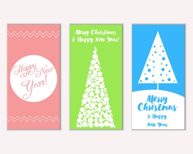 Renkli Noel kartları ile yeni yıl süslemeleri, illüstrasyon vektör