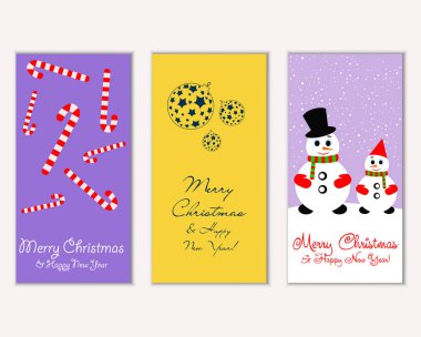 mutlu Noeller ve mutlu yeni yıl tebrik kartları vektör çizim