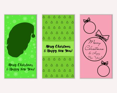 Renkli Noel kartları ile yeni yıl süslemeleri, illüstrasyon vektör