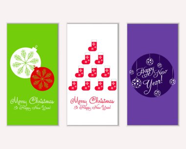 vektör çizim kış tatil tebrik kartları