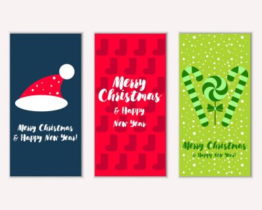 mutlu Noeller ve mutlu yeni yıl tebrik kartları vektör çizim