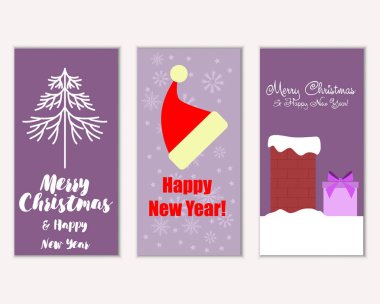 vektör çizim kış tatil tebrik kartları