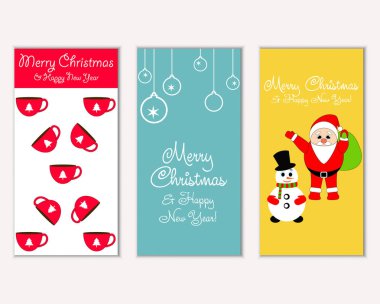 mutlu Noeller ve mutlu yeni yıl tebrik kartları vektör çizim       