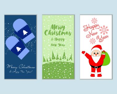 mutlu Noeller ve mutlu yeni yıl tebrik kartları vektör çizim
