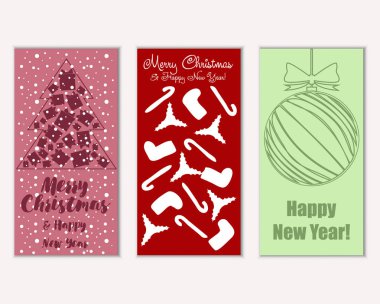 Renkli Noel kartları ile yeni yıl süslemeleri, illüstrasyon vektör