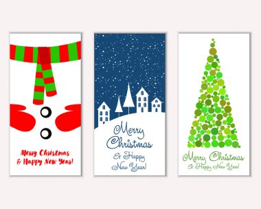 vektör çizim kış tatil tebrik kartları