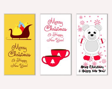 vektör çizim kış tatil tebrik kartları