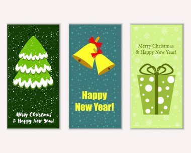 vektör çizim kış tatil tebrik kartları