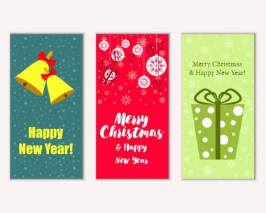 vektör çizim kış tatil tebrik kartları