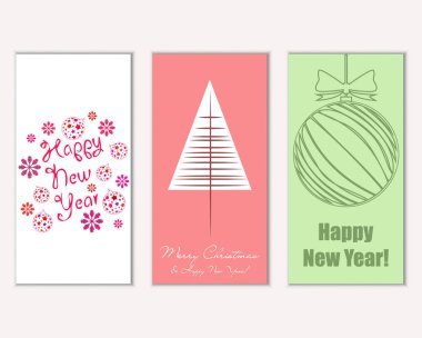 mutlu Noeller ve mutlu yeni yıl tebrik kartları vektör çizim
