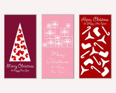 Mutlu Noeller ve mutlu yeni yıl tebrik kartları. Vektör çizim 