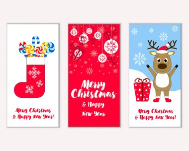 vektör çizim kış tatil tebrik kartları