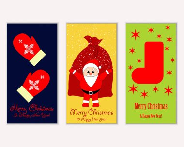 vektör çizim kış tatil tebrik kartları