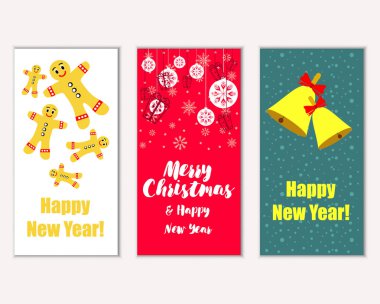 vektör çizim kış tatil tebrik kartları