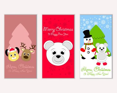 Renkli Noel kartları ile yeni yıl süslemeleri, illüstrasyon vektör