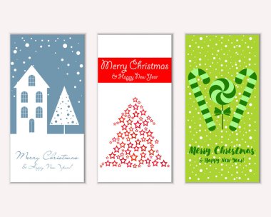 mutlu Noeller ve mutlu yeni yıl tebrik kartları vektör çizim
