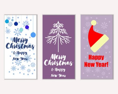 vektör çizim kış tatil tebrik kartları
