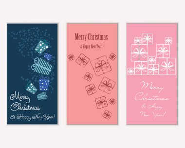 Renkli Noel kartları ile yeni yıl süslemeleri, illüstrasyon vektör