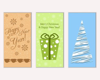 vektör çizim kış tatil tebrik kartları