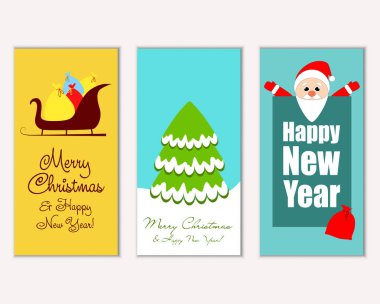 vektör çizim kış tatil tebrik kartları