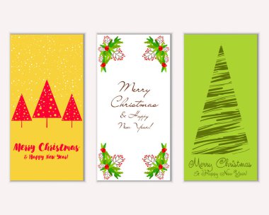 Mutlu Noeller ve mutlu yeni yıl tebrik kartları. Vektör çizim     