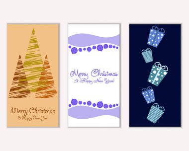 vektör çizim kış tatil tebrik kartları