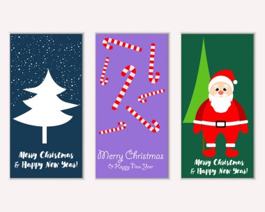 mutlu Noeller ve mutlu yeni yıl tebrik kartları vektör çizim